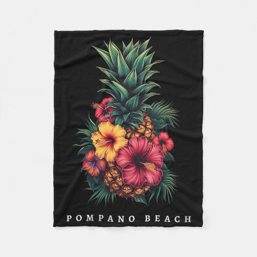 Frauen Pompano Beach Florida Fl Retro Ananas Hi Fleecedecke (Vorderseite)