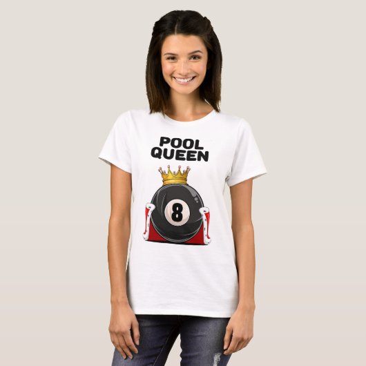 Frauen Pool Shirts für Mädchen Pool Queen White Wo (Vorne ganz)