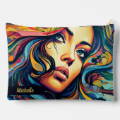 Frauen Pop Art Large Zubehörtasche (Rückseite)