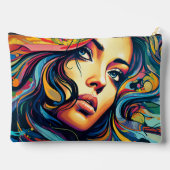 Frauen Pop Art Large Zubehörtasche (Rückseite)