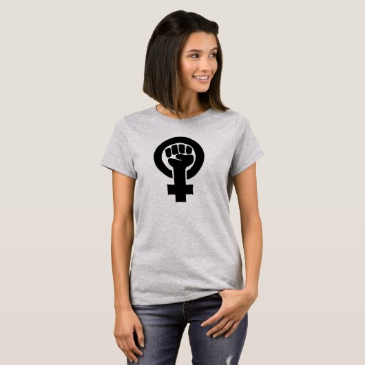 Frauen-Power-feministische Faust (Schwarzes) T-Shirt (Vorne ganz)