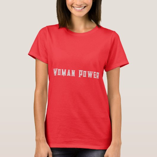 Frauen Power Text Frauen Mädchen Tiefe Rote Farbe T-Shirt (Vorderseite)