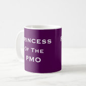 Frauen-Projektleiter-lustiger Name Prinzessin-PMO Kaffeetasse (Vorderseite Links)
