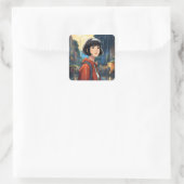 Frauen Quadratischer Aufkleber (Tasche)
