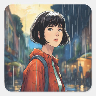 Frauen Quadratischer Aufkleber