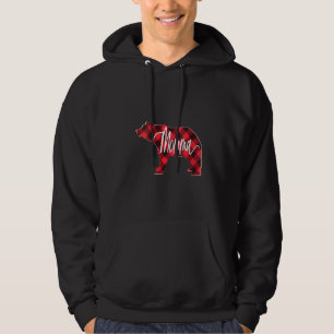 Frauen Red Buffalo Kariert Momma Bear Matching Fam Hoodie