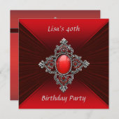 Frauen Red Velvet Jewel 40. Geburtstag Party Einladung (Vorne/Hinten)