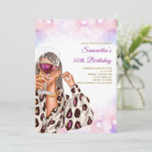 Frauen Regenbogen Geburtstagseinladungen Einladung (Stehend Vorderseite)