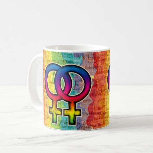 Frauen-Regenbogen-Tasse des Stolz-LGBT Kaffeetasse (Vorderseite Links)