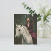 Frauen reiten ein Graupferd in einem Kleid ohne Br Postkarte (Stehend Vorderseite)