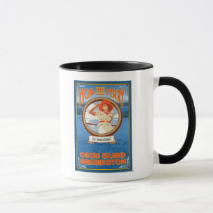 Frauen-Reitfähre - Schwertwale Insel, Washington Tasse
