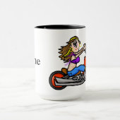 Frauen-Reitmotorrad-Tasse fertigen es besonders Tasse (Zentrum)