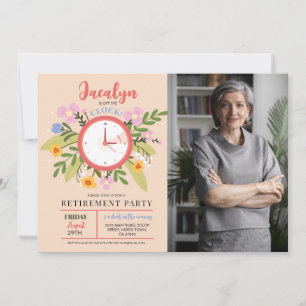Frauen-Renteneintritt Außerhalb der Uhr Florale Lu Einladung