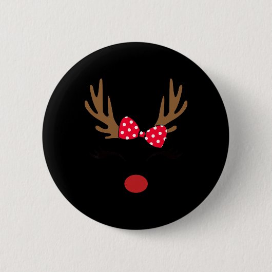 Frauen Rentier Gesicht Glas Leopard Weihnachts Kos Button (Vorderseite)