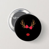 Frauen Rentier Gesicht Glas Leopard Weihnachts Kos Button (Vorne & Hinten)
