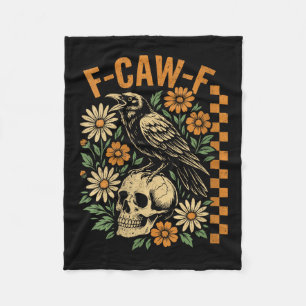 Frauen Retro Black Crow F-caw-f Black Bird Skull F Fleecedecke