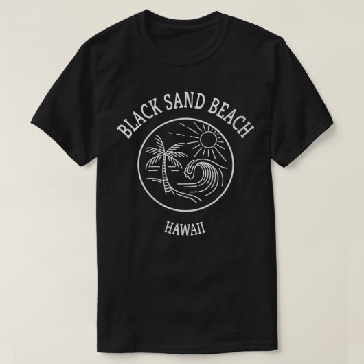 Frauen Retro Cool Black Sand Beach Hawaii Landscha T-Shirt (Design vorne)