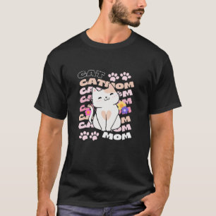 Frauen Retro Kat Mama Groovy Text Niedlich Kätzche T-Shirt