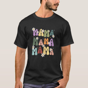 Frauen Retro-Mama-Grafik-Hippie-Stil mit Blume T-Shirt