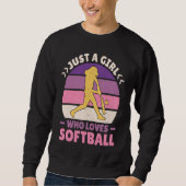 Frauen Retro Softball-Spielerin Nur Ein Mädchen Da Sweatshirt (Vorderseite)