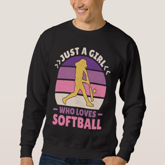 Frauen Retro Softball-Spielerin Nur Ein Mädchen Da Sweatshirt (Vorderseite)