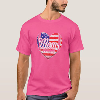 Frauen Retro US-Flagge Herz Fußball Mama Mutter T-Shirt