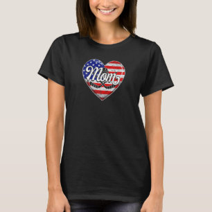 Frauen Retro Usa Flag Heart Hockey Mama Mutter's D T-Shirt