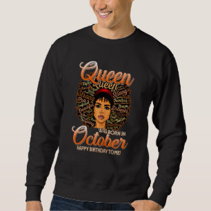 Frauen Retro Vintag Queen war im Oktober Bla Gebor Sweatshirt