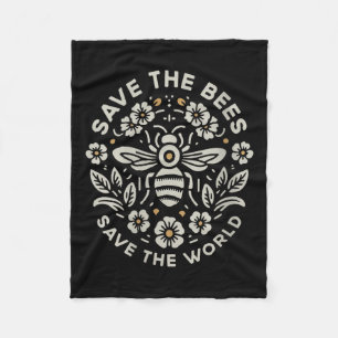 Frauen Rettete die Bienen die Welt-Blütenbiene V Fleecedecke