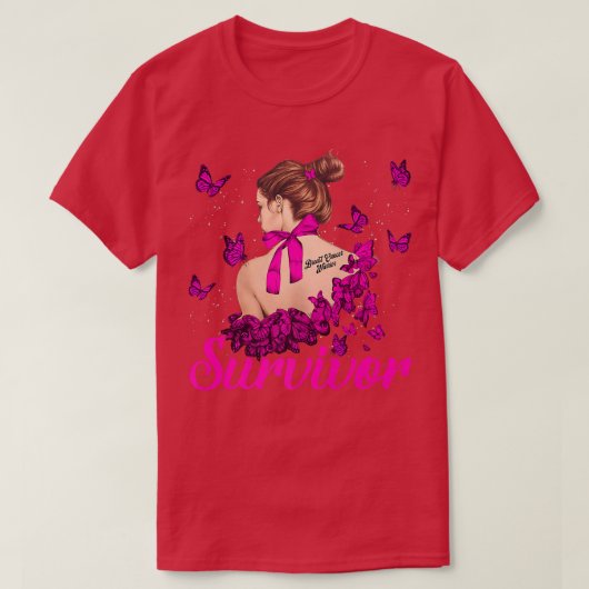 Frauen Ribbon rosa Brustkrebs Überleben Bewusstsei T-Shirt (Design vorne)