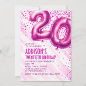 Frauen Rosa 20. Geburtstag Einladung (Vorderseite)