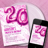 Frauen Rosa 20. Geburtstag Einladung