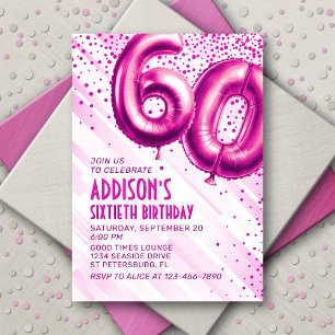 Frauen Rosa 60. Geburtstag Einladung