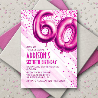 Frauen Rosa 60. Geburtstag Einladung