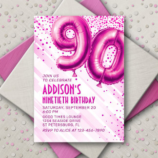 Frauen Rosa 90. Geburtstag Einladung