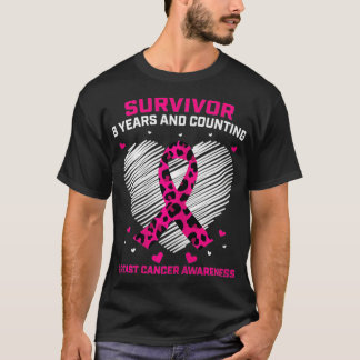 Frauen Rosa Brustkrebs Überlebende 8 Jahre Kostenl T-Shirt