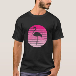 Frauen Rosa Farbe Retro Vintag Flamingo Silhouette T-Shirt