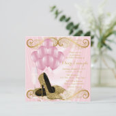 Frauen Rosa Gold Geburtstagsparty Einladungen (Stehend Vorderseite)