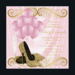 Frauen Rosa Gold Geburtstagsparty Einladungen<br><div class="desc">Rosa und goldfarbene Geburtstagsfeier mit wunderschönen goldenen Glitzer High Heel Schuhen, rosa Ballons, Champagner und Perlen auf einem glamourösen und luxuriösen pinkfarbenen Satin-Hintergrund. Diese elegante Rosa- und Goldparty-Einladung lässt sich leicht an Ihre Veranstaltung anpassen, indem Sie einfach Ihre Details in den Schriftart-Stil und Farbe, Wortlaut und Layout Ihrer Wahl einfügen....</div>
