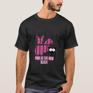 Frauen Rosa ist das neue Schwarz Katze T-Shirt