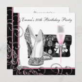 Frauen Rosa Party Einladungen am 30. Geburtstag (Vorne/Hinten)