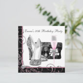 Frauen Rosa Party Einladungen am 30. Geburtstag (Stehend Vorderseite)