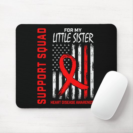 Frauen Roter Little Schwester Herzerkrankung Bewus Mousepad (Mit Mouse)