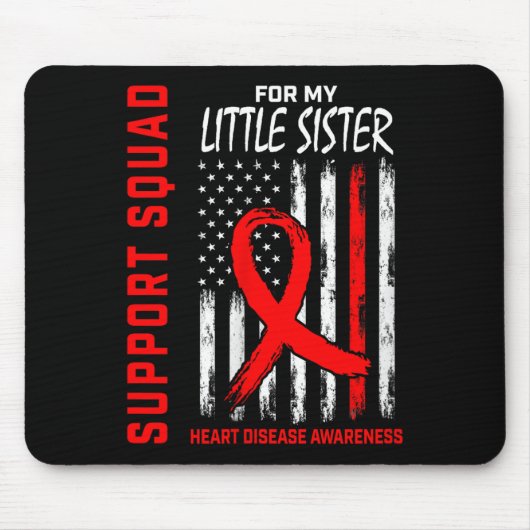 Frauen Roter Little Schwester Herzerkrankung Bewus Mousepad (Vorne)
