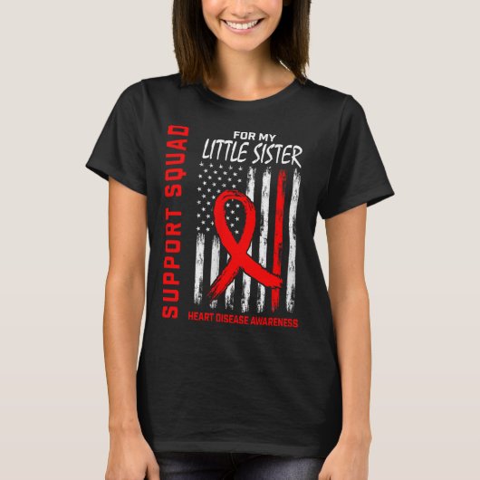 Frauen Roter Little Schwester Herzerkrankung Bewus T-Shirt (Vorderseite)