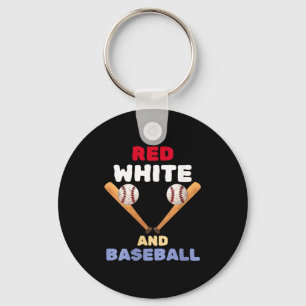 Frauen roter weißer und Baseball patriotischer Sch Schlüsselanhänger