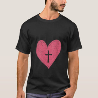 Frauen Rotes Herz Kreuz Liebe Gift katholische Jes T-Shirt