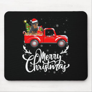 Frauen Rottweiler Hund Auf Weihnachtsbaum Roter LK Mousepad