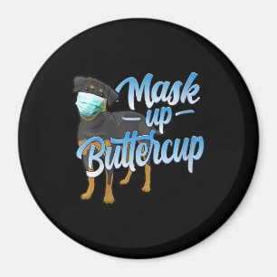 Frauen Rottweiler Hund mit Maske - Mask up Butterc Magnet