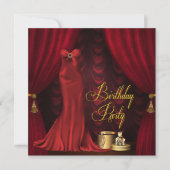 Frauen Ruby Red Gold Geburtstagsparty Einladung (Vorderseite)